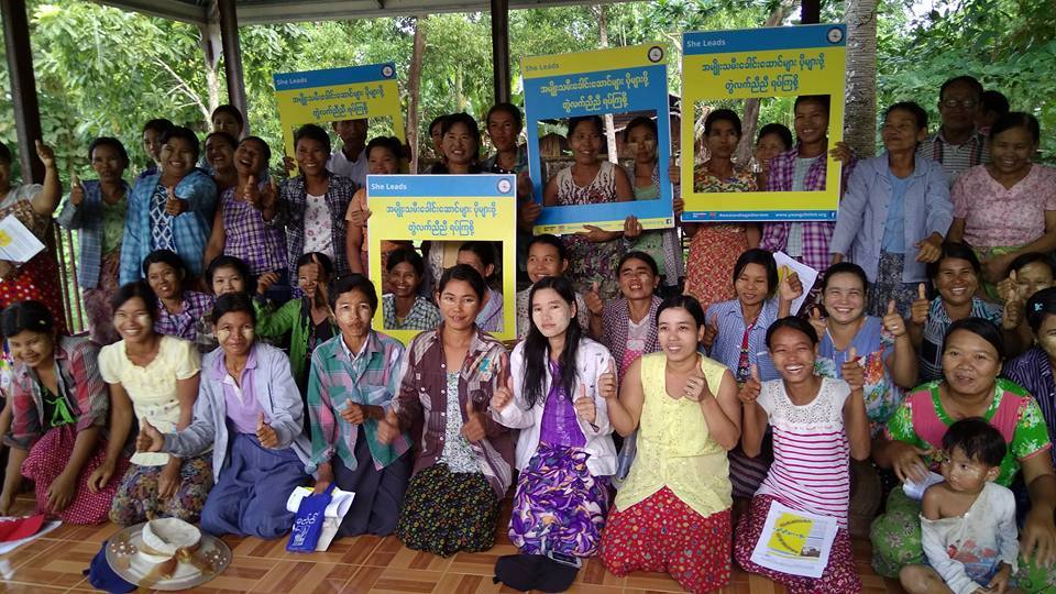 She Leads alumnae organized We Stand Together for More Women Leaders Campaign in Kyaukchaunggyi village, Pathein